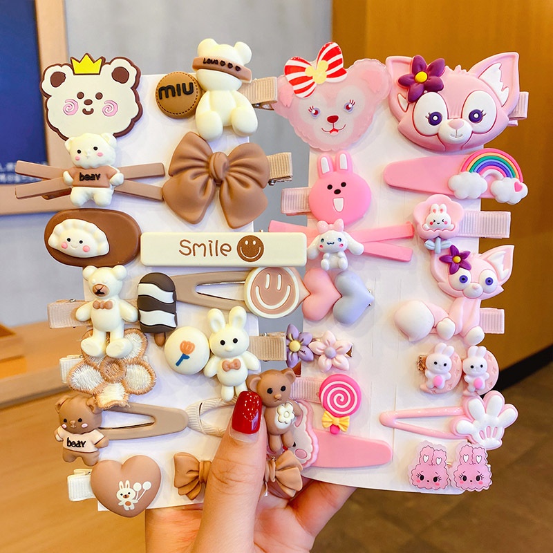 1 SET 15 PCS - Jepit Daisy Rainbow Import Korea Jepitan Rambut Anak Perempuan / Doff Rajut Impor Full Set Bayi Balita Cewek Murah Hairpin kiosbalitaaprillia