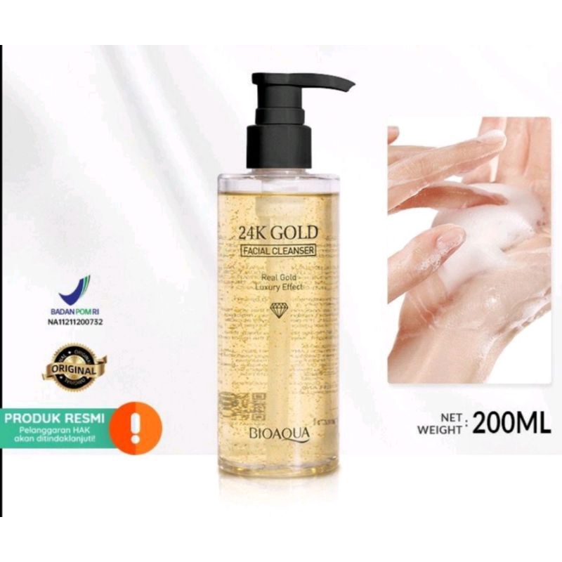 BIOAQUA FACE WASH 24K Gold Facial Cleanser Pembersih Wajah 200 Ml