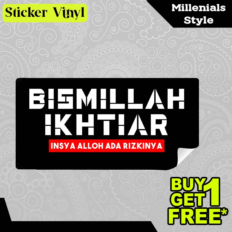 

Stiker Sticker Bismillah Ikhtiar Insya ALLAH Ada Rezekinya Gambar Unik Desain Keren dan Kekinian Aesthetic Bahan Vinyl Satuan Anti Air