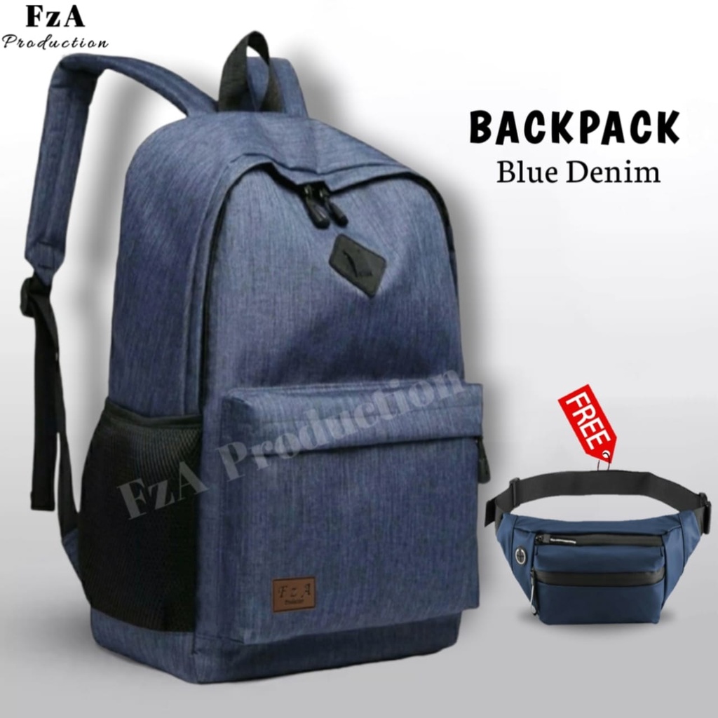 Tas Ransel  Punggung Distro Casual Pria Wanita / Tas Ransel Laptop Original FzA FREE Waist Bag