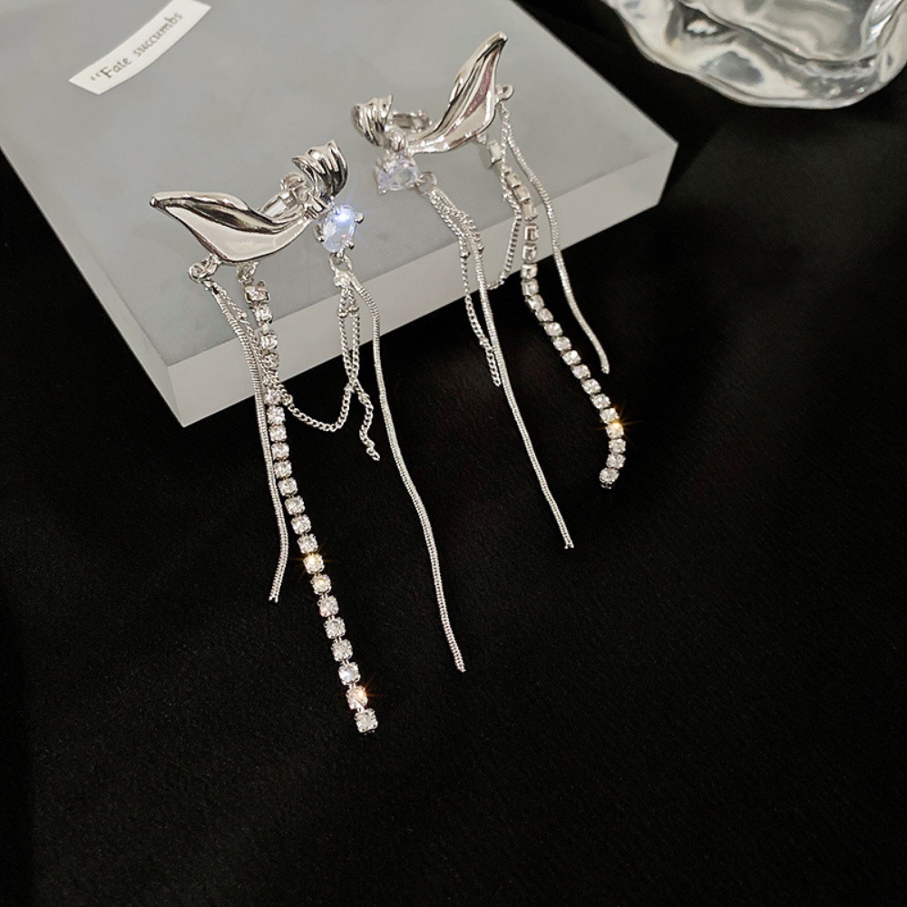 Anting Tusuk Gantung Desain Pita Hias Zircon Untuk Wanita