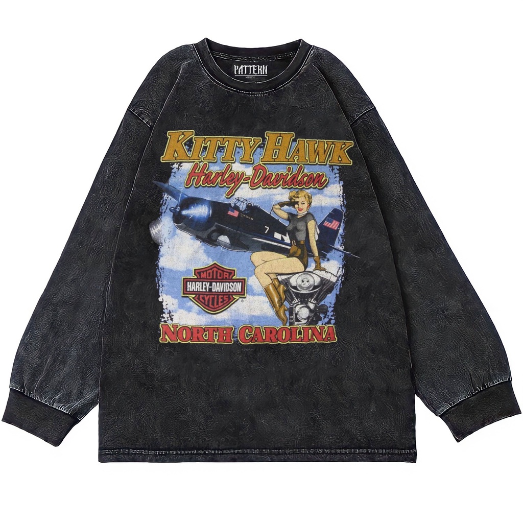 KAOS OVERSIZE | OVERSIZE LONGSLEEVE | T-SHIRT OVERSIZE | WASHING | KAOS HARLEY DAVIDSON KITTY HAWK