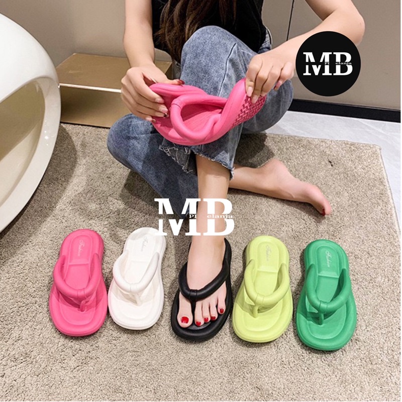 SANDAL JELLY EVA RUBBER JEPIT POLOS WANITA BKK IMPORT PREMIUM EMPUK RINGAN VIRAL BANGKOK