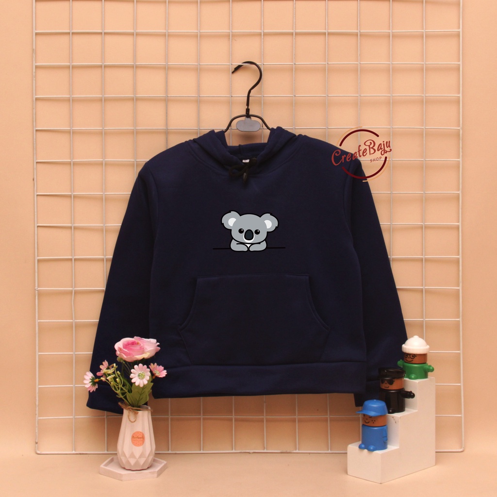 JAKET HOODIE ANAK UNISEX MOTIF KOALA BAHAN FLEECE LENGAN PANJANG FASHION TERMURAH JAKET ANAK KANTONG DEPAN POLOS