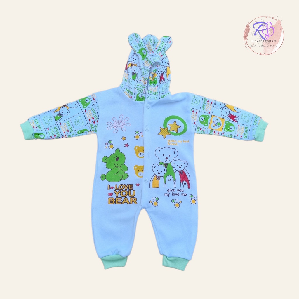 Sleepsuit jumper bayi buka kaki 0-3 bulan / sleepsuit bayi motif lucu