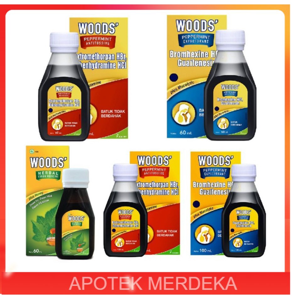 Jual Woods Merah obat batuk kering Tidak Berdahak / Woods Biru Obat