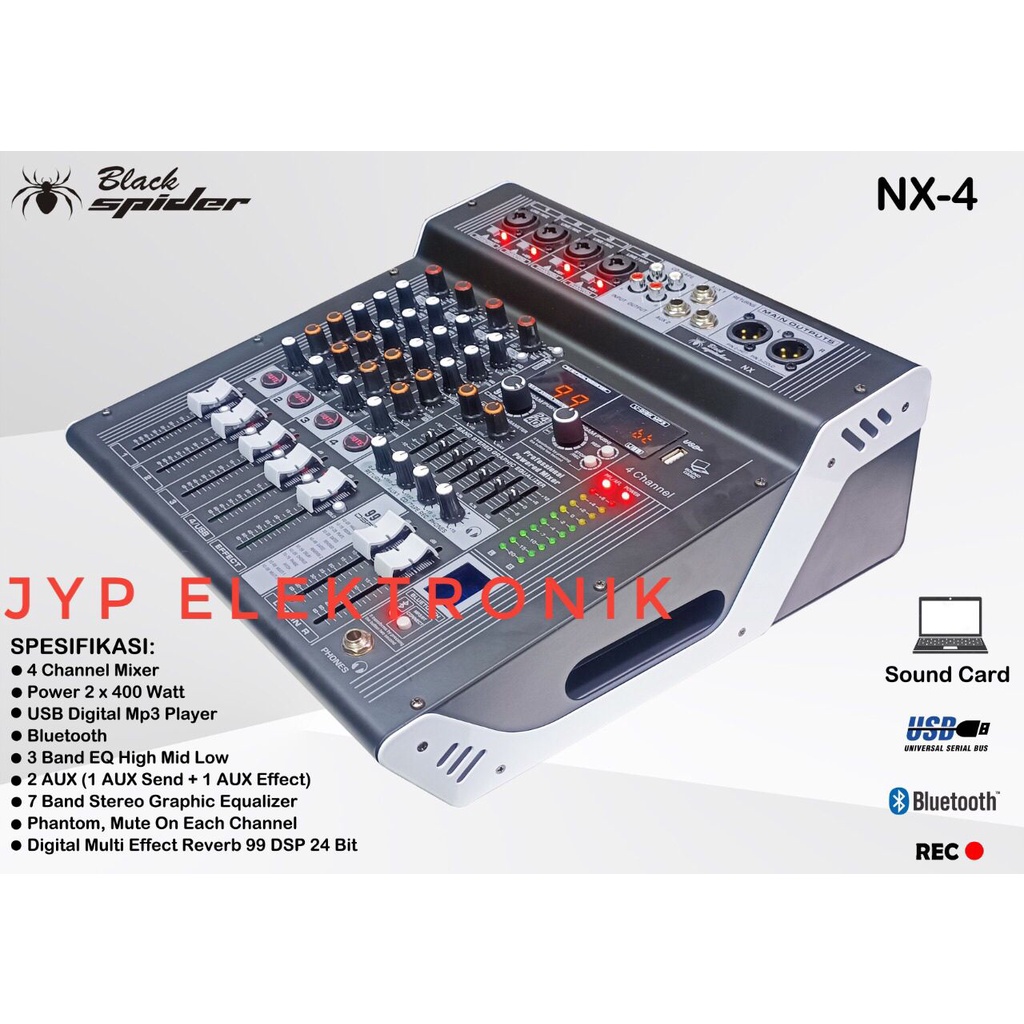 MIXER AUDIO BLACKSPIDER NX4 / BLACK SPIDER NX 4 ORIGINAL 4 CHANNEL