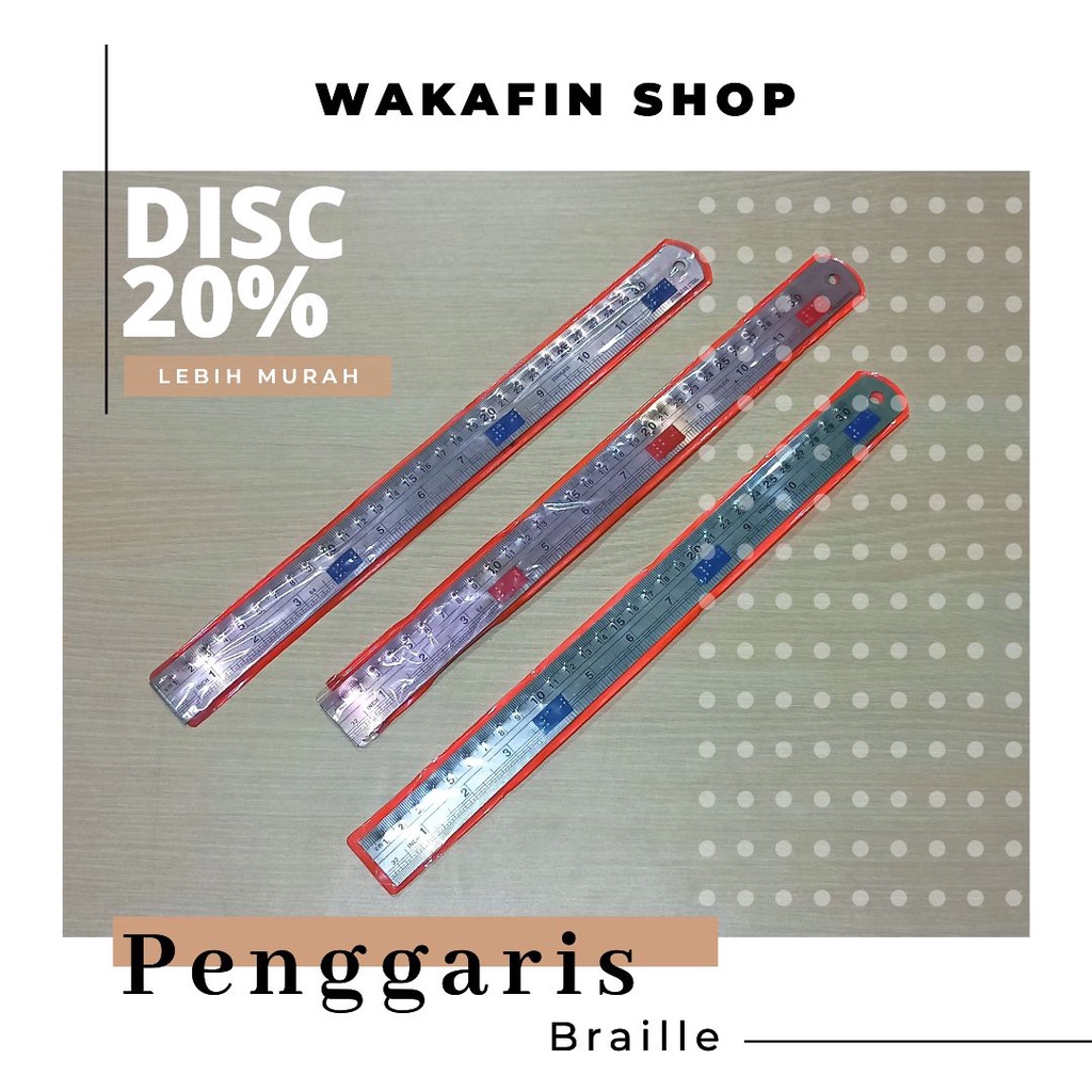 

DISKON!!! PENGGARIS 30 CM BRAILLE UNTUK TUNANETRA
