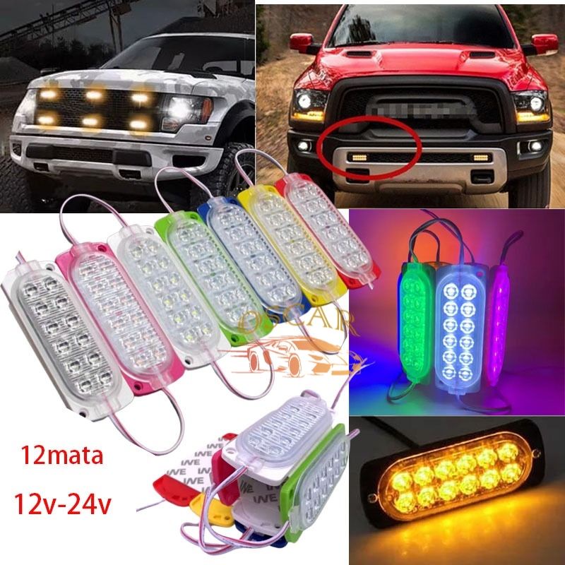 lampu kolong bak samping truk 12v 24v 12 titik led superterang Lampu LED 12 Mata 24 Volt / LED Modul 12 Mata 7W 24V