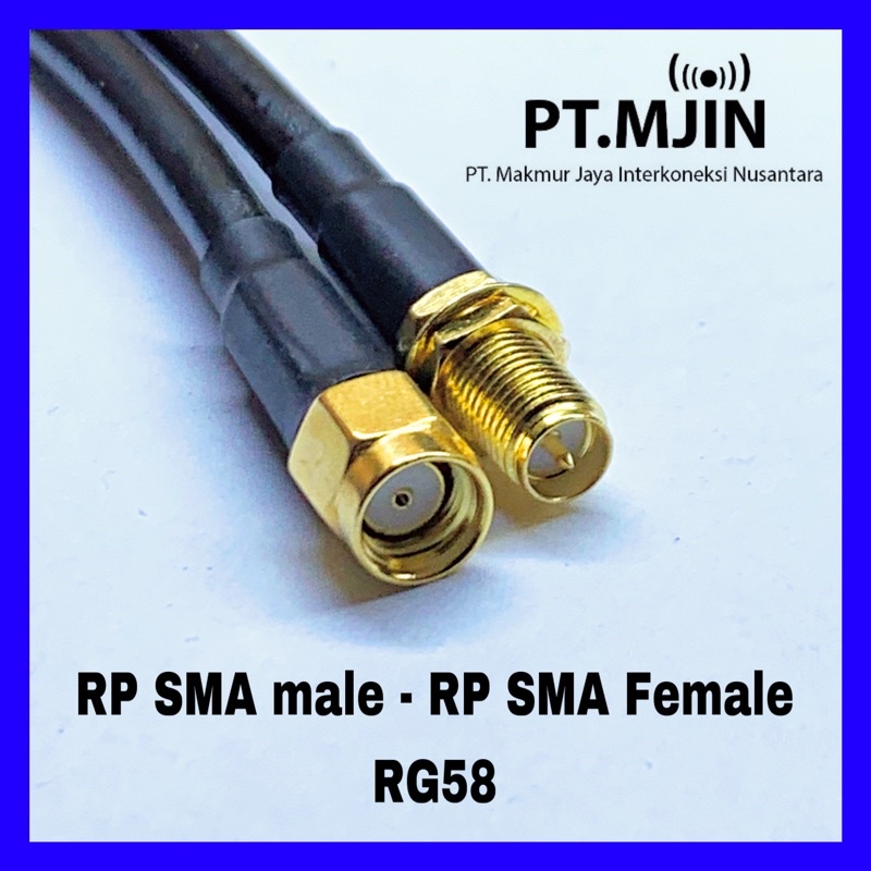 Kabel Jumper RG58 RP SMA male ke RP SMA female Panjang 5 Meter