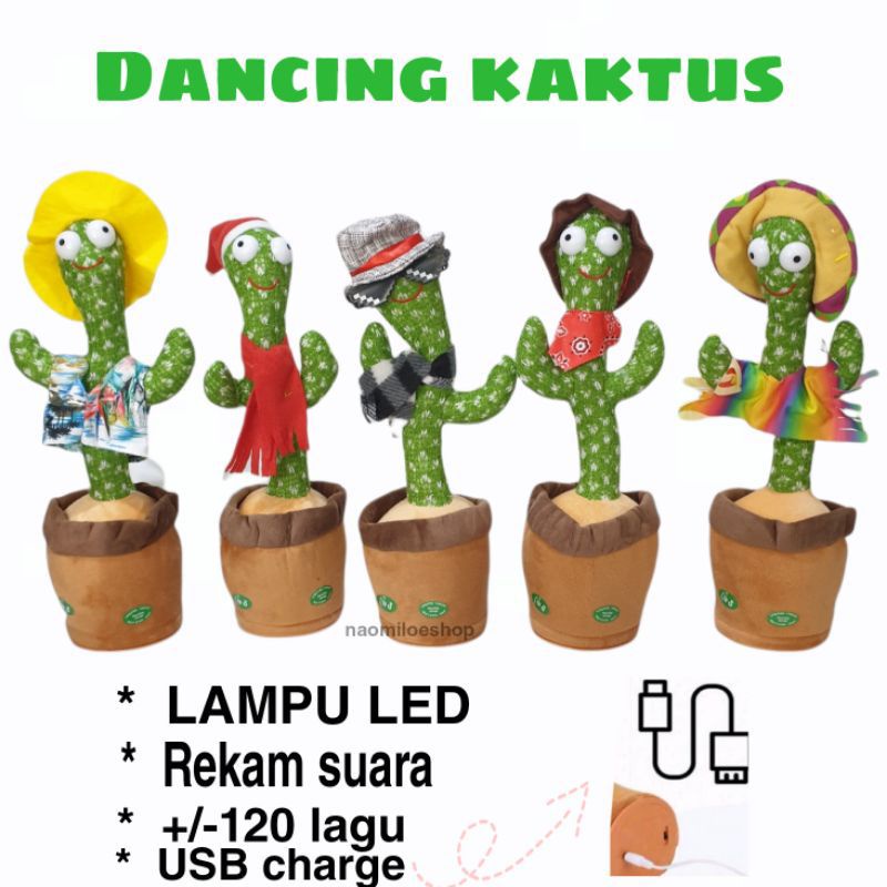 Murah-Boneka Kaktus Joget Full Musik/Bisa Rekam Suara/kaktus USB Dancing