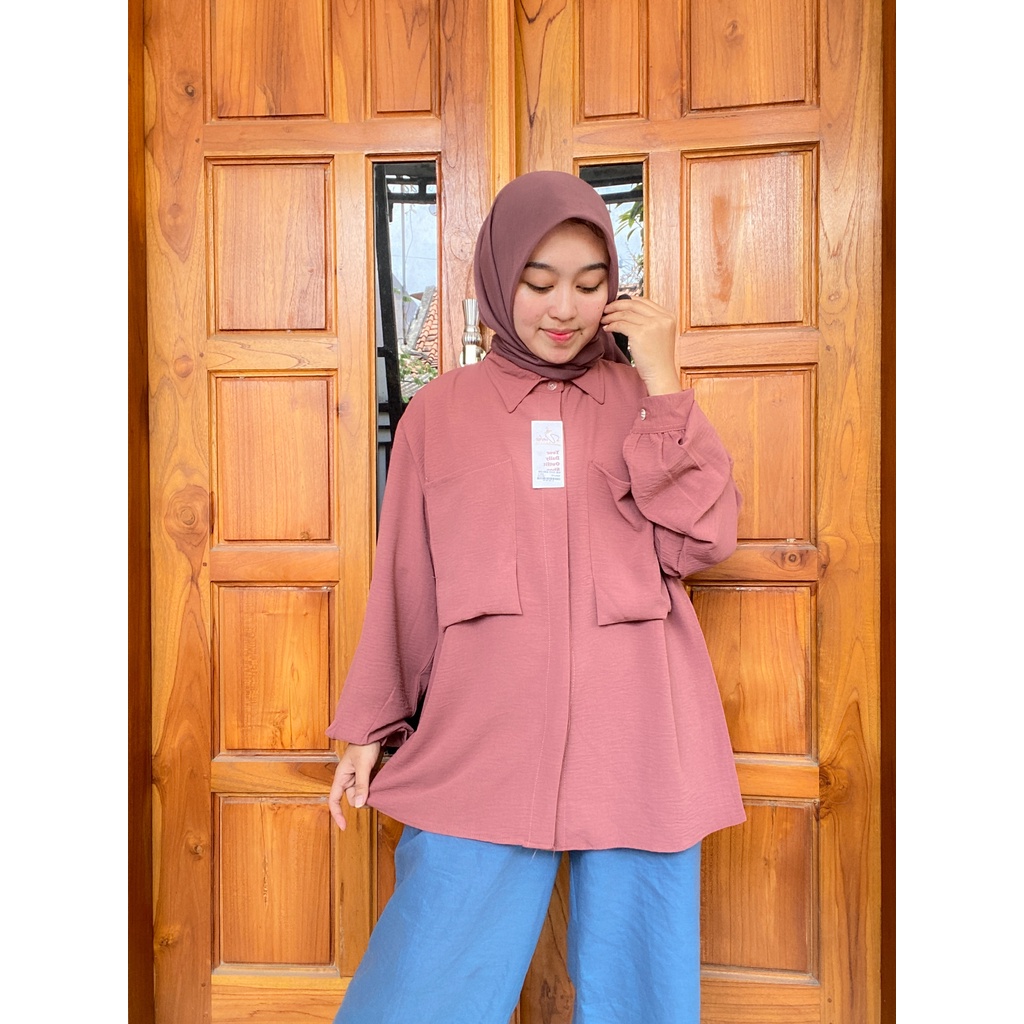 Kemeja Oversize Crinkle Airflow - Niki Top Blouse