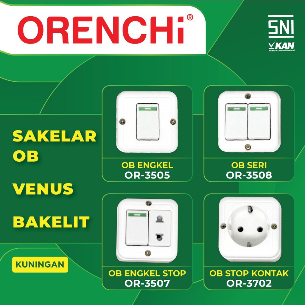 OB Tempel Orenchi OB Saklar Engkel / Stop / Seri / Engkel+Stopkontak - OB Engkel