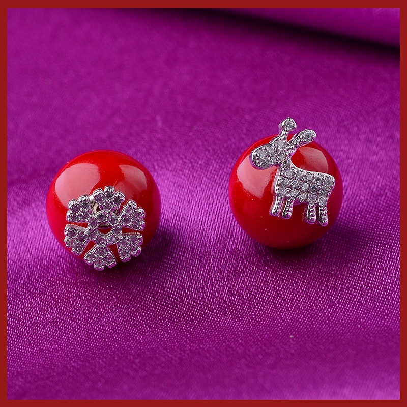 Anting Tusuk Sterling Silver 925 Model Rusa / Snowflake Dengan Mutiara Untuk Wanita / Hadiah Natal