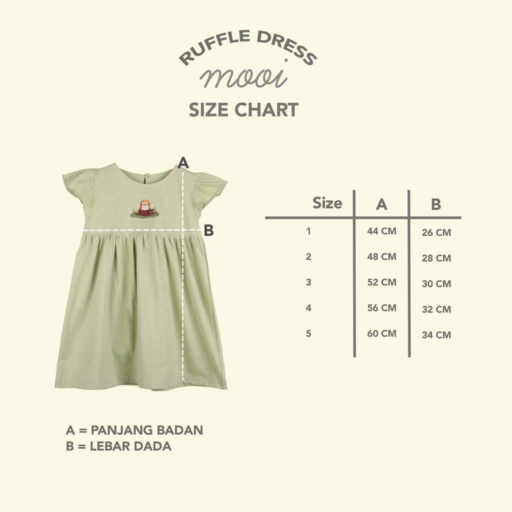 Baju Bayi Dress Anak Perempuan Mooi Ruffle 1-5 Tahun