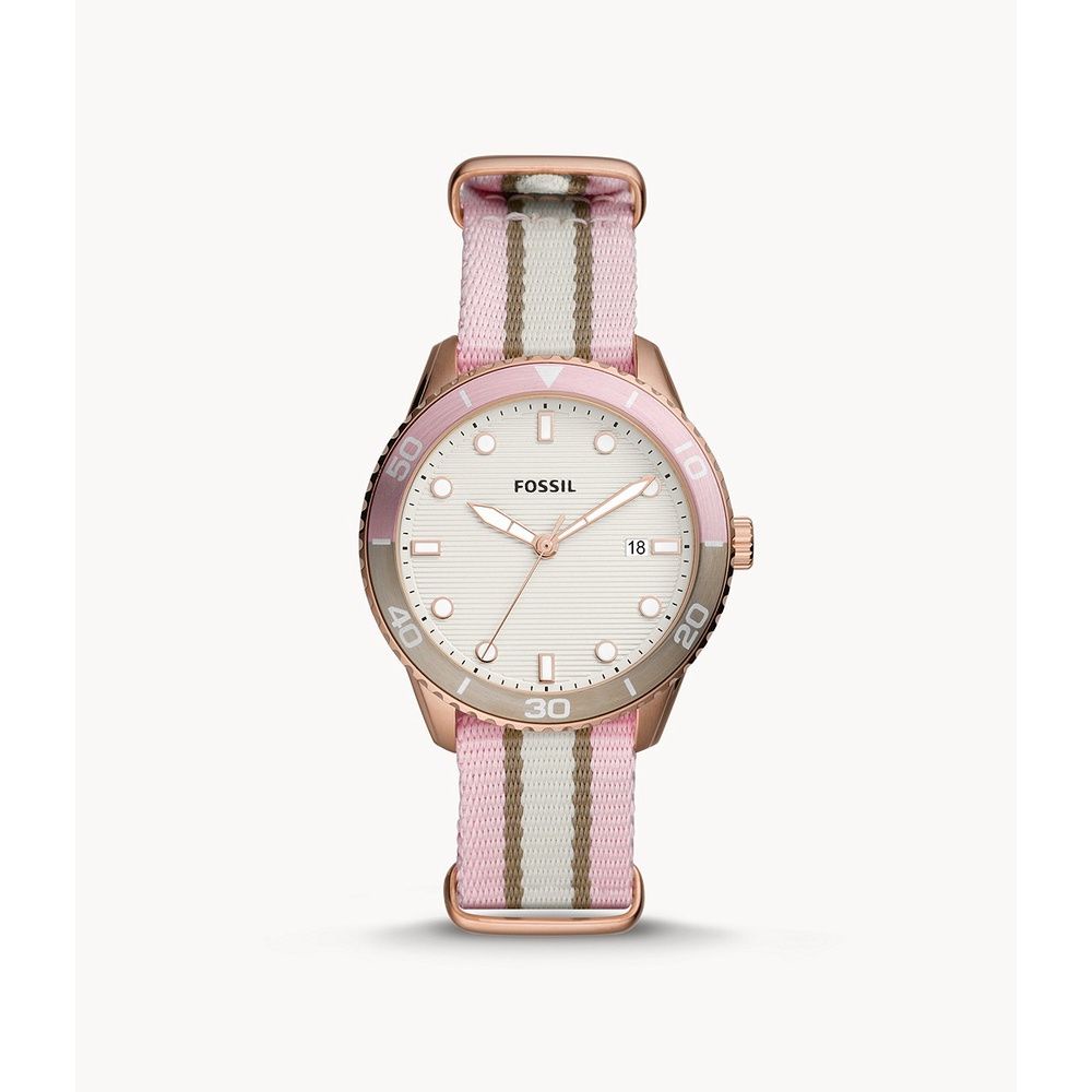 Jam Tangan Wanita Terbaru BQ-3630 Dayle Pink Nylon Strap Original BNIB