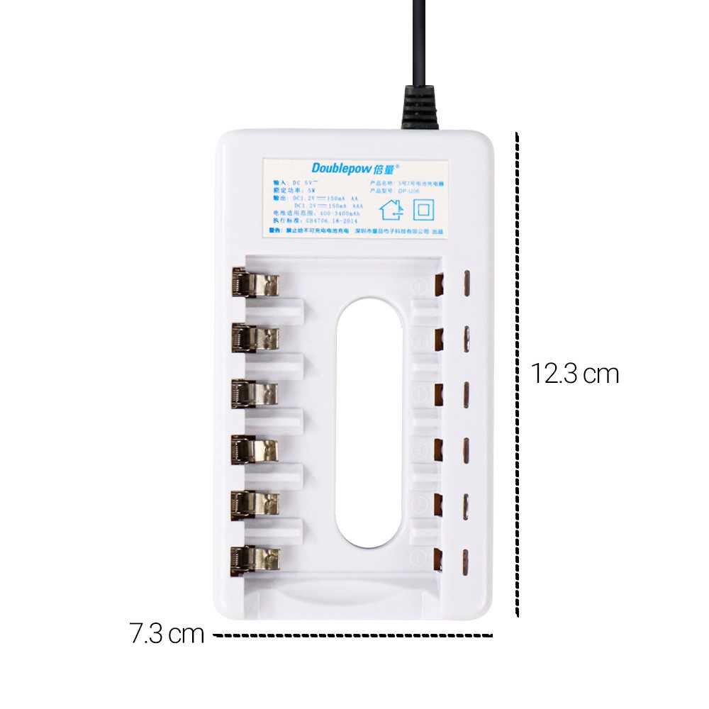 DOUBLEPOW Charger Baterai 6 slot for AA AAA Ni-MH Ni-CD - DP-U06