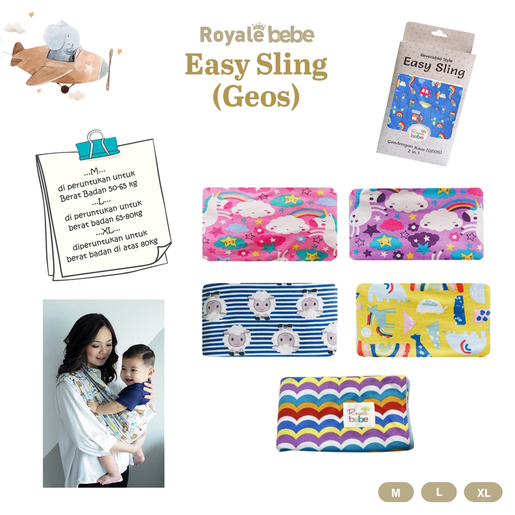 ROYALE BEBE EASY SLING (GEOS) 2IN1 - GENDONGAN ANAK