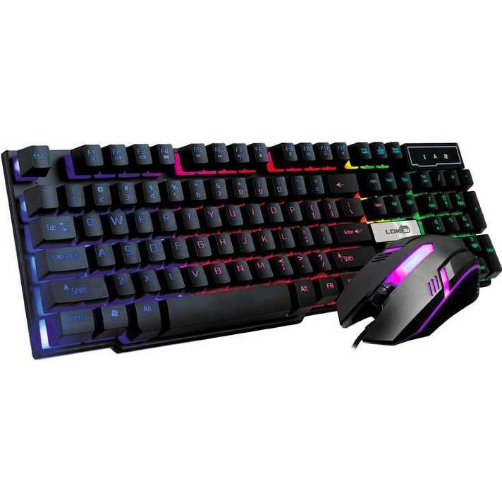 PAKET LDKAI KEYBOARD GAMING + MOUSE GAMING LDKAI 832 LED Wired USB Black