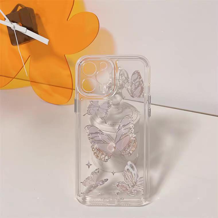 [TPC] Phone Case Bening Transparant BUTTERFLY Kupu -Kupu Card Holder Phone Case IPHONE 7 8 PLUS X XS MAX XR 11 12 13 14 PRO MAX - IP041