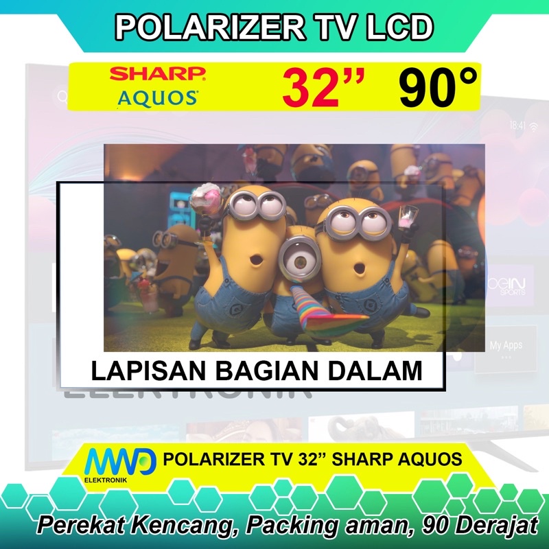 POLARIZER TV LED SHARP AQUOS 32 INCH 90 DERAJAT POLARIS POLARISER TV LCD LAPISAN PLASTIK DALAM INC I