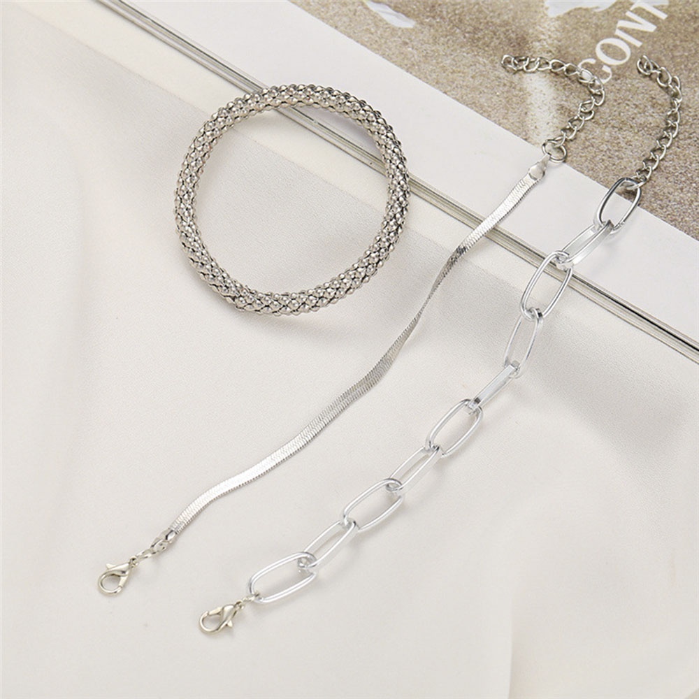 【COD Tangding】3pcs / SET Gelang Rantai Multilayer Bahan Metal Gaya Retro