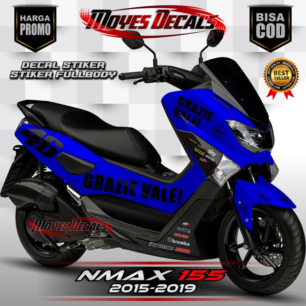 Decal Nmax Old 155 - Motif Grazie Vale Biru Fullbody