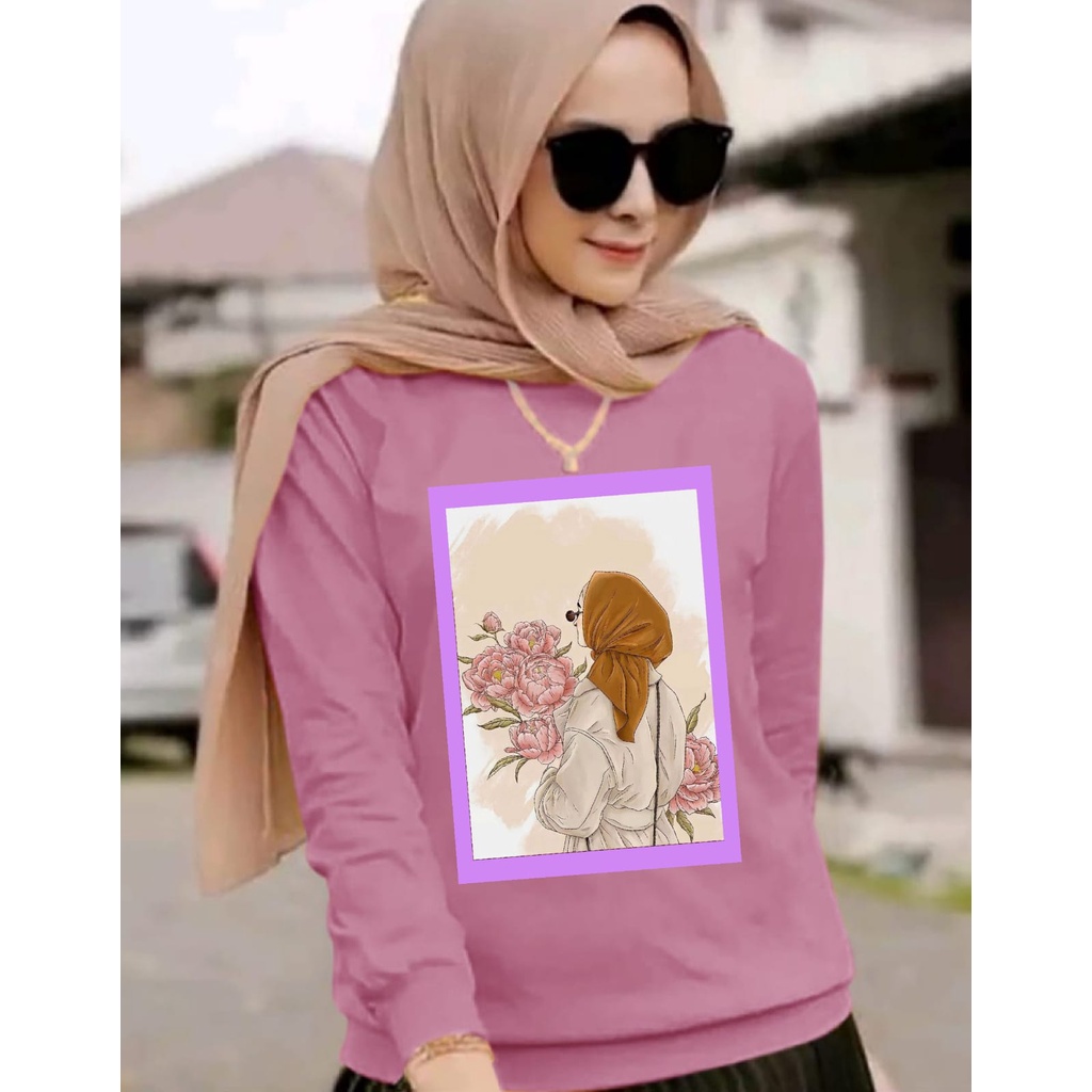 BISA COD ~ BAJU HIJAB PINK GIRL TERBARU-KAOS DISTRO WANITA LENGAN PANJANG KEREN MASA KINI-BAJU CEWEK TERLARIS