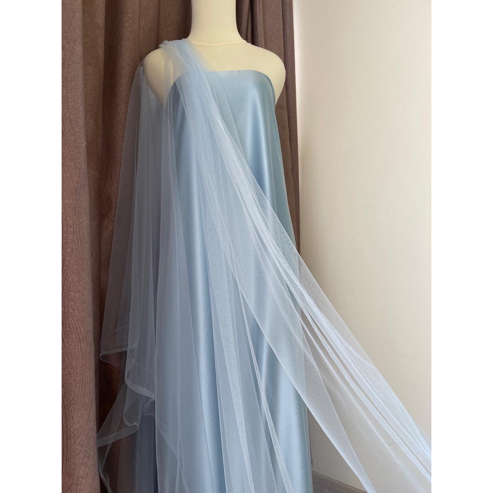 Kain Soft Tile Tulle Halus Polos Warna Biru Muda Baby Blue Icy