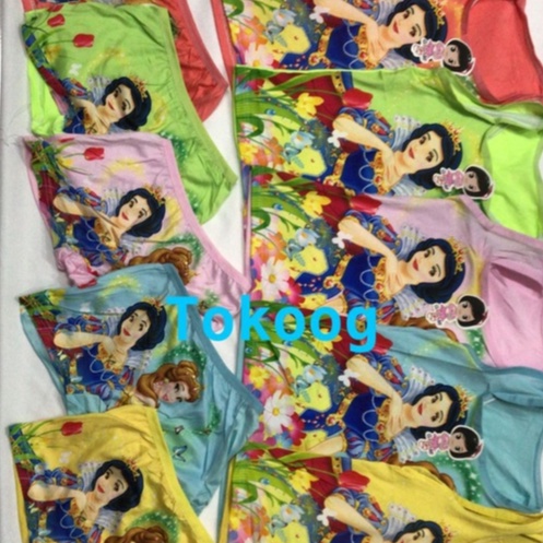 SETELAN SINGLET ANAK LUCU DALAMAN ANAK CEWE PEREMPUAN SINGLET BOXER KARAKTER PRINCESS PUTRI