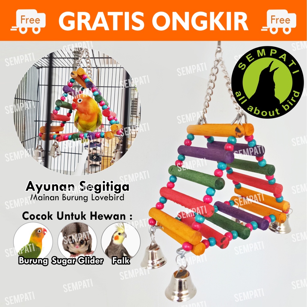 AYUNAN SEGITIGA MAINAN BURUNG PARROT LOVEBIRD PARKIT FALK MAINAN AYUNAN SUGAR GLIDER HAMSTER AYSGT