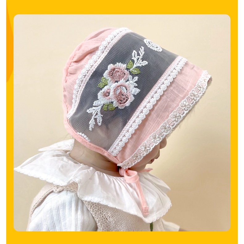 Tokobia topi bayi perempuan baby bonnet renda import HAT103