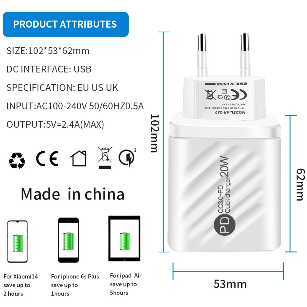 Pd Adapter Charger 45 USB Tipe c 3.0 Quick Charging Untuk Iphone 14 13 Pro Android