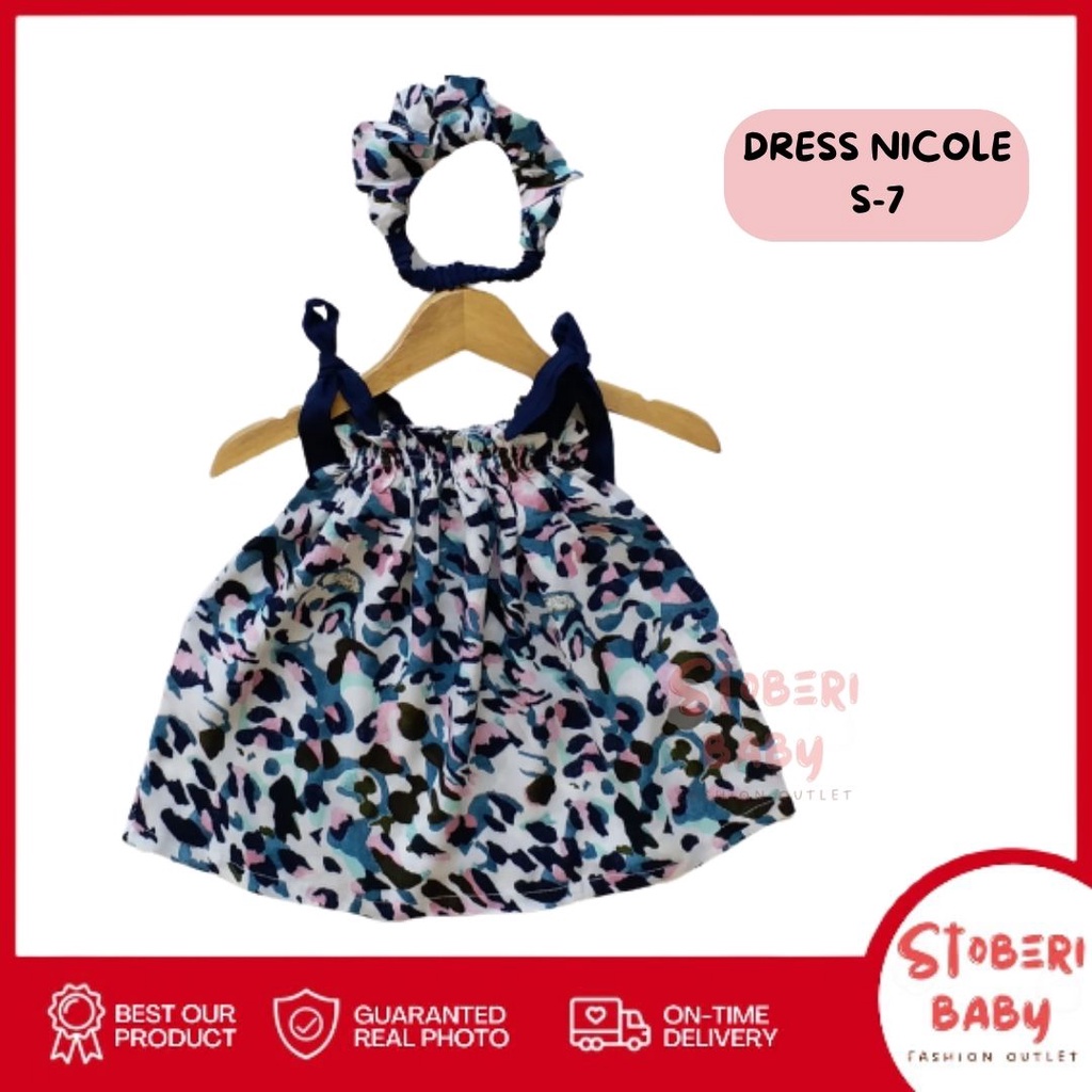 PUNCAK 3.3 stoberibaby - BBB DRESS NICOLE dress anak perempuan bayi motif bunga lucu free headband