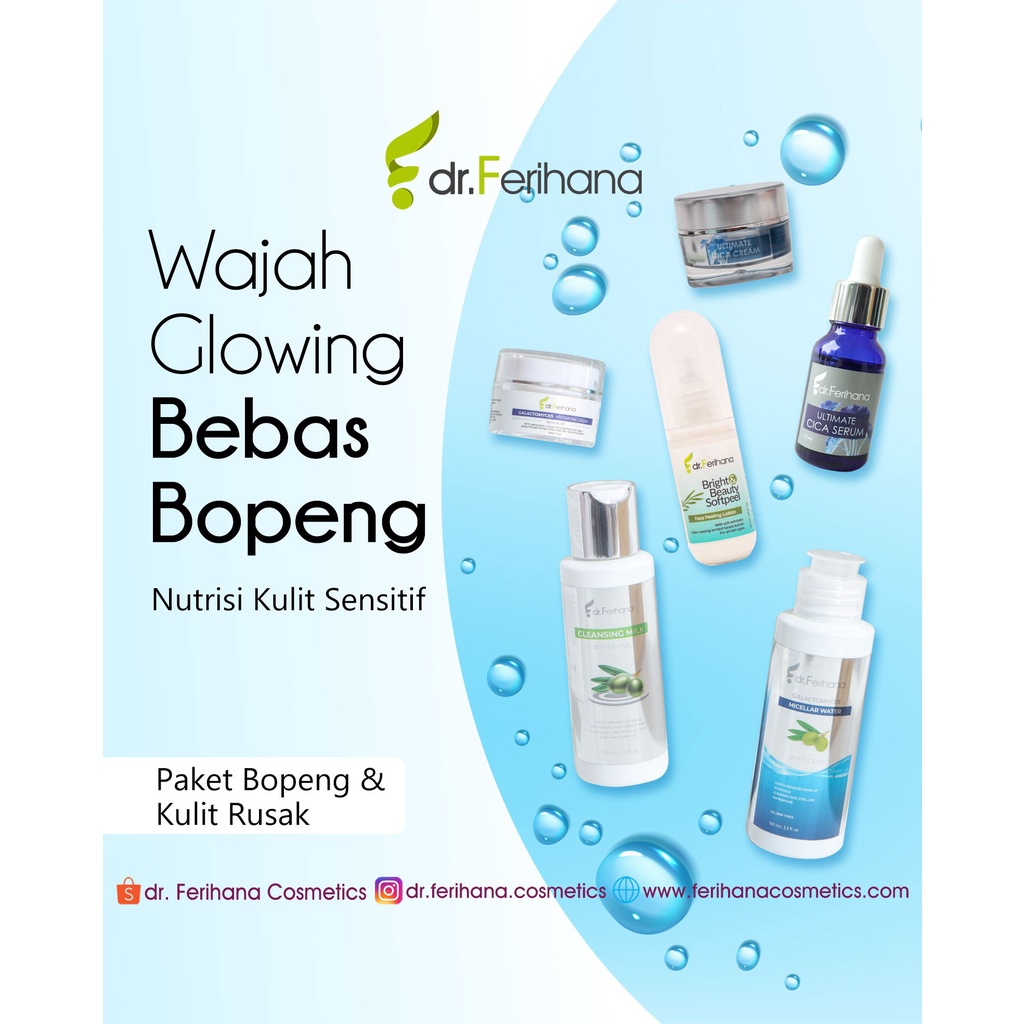 (dr. Ferihana) Skincare Paket Bopeng dan Kulit Rusak Galactomyces Series Mengatasi Bekas Jerawat Kulit Sensitif