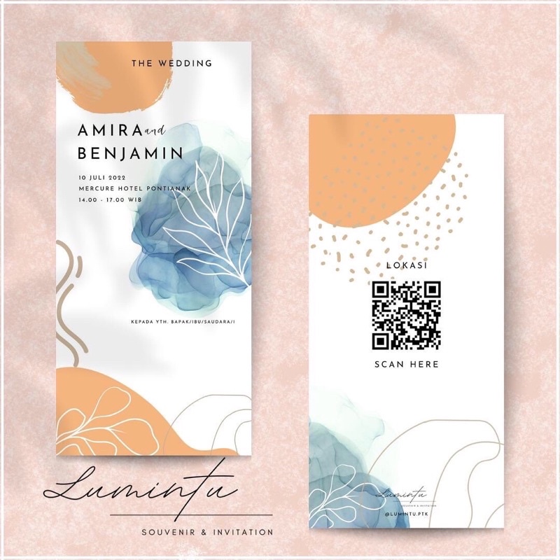

Summer abstract paint invitation / undangan pernikahan aesthetic / undangan modern / undangan unik / undangan murah