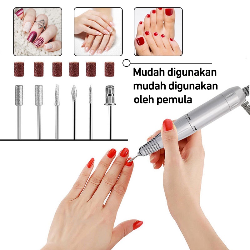 Kaikki Alat Kikir Kuku Elektrik  Portable Rechargeable Nail Drill Polisher Grinding Untuk Manicure / Nail Art