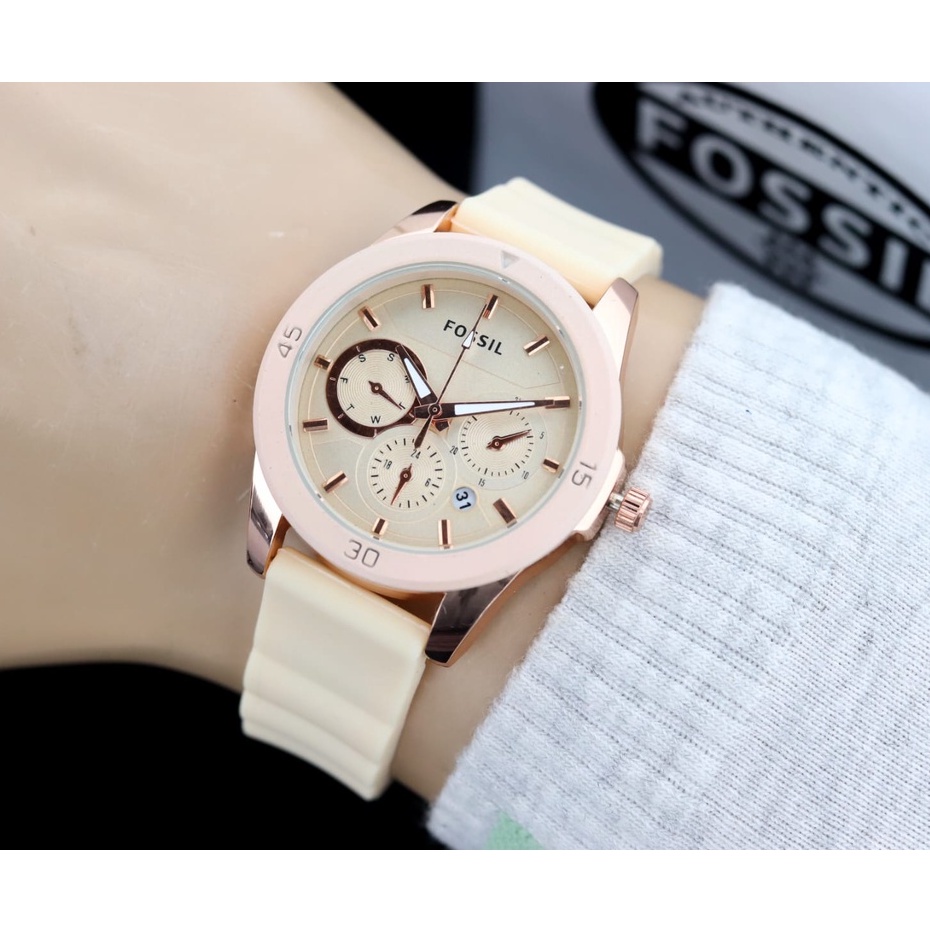 BISA COD✅ Jam tangan wanita strap karet tanggal aktif model ac2967 free batrai