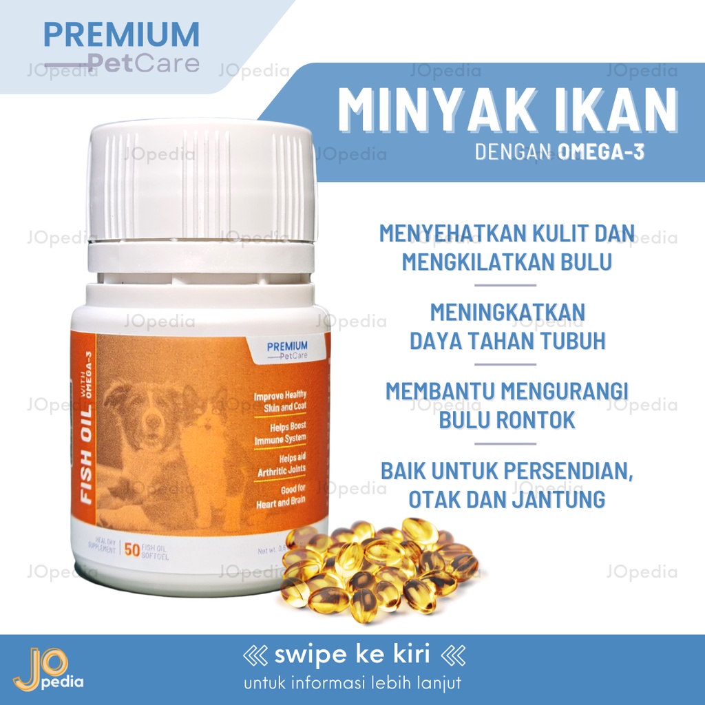 HAPPY PAWS FISH OIL Minyak Ikan Kucing Anjing Kelinci Fish Oil Bulu Mengkilat Botol Isi 50