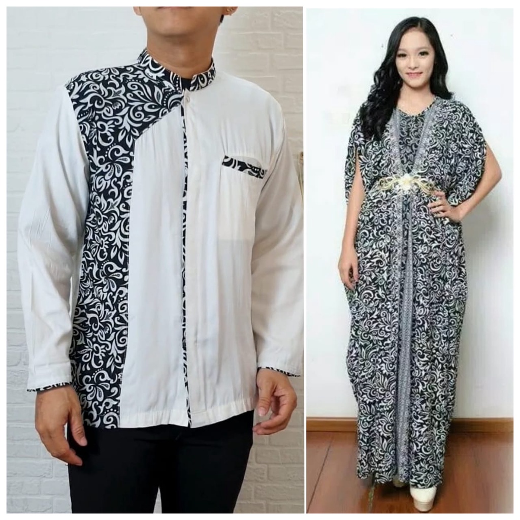couple yabez baju koko lengan panjang kombi kaftan batik wanita