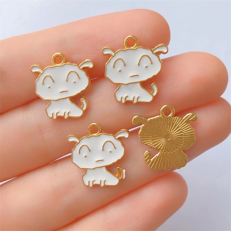 4pcs Liontin Kalung Anting Gelang Charms Bentuk Anjing Bahan Alloy Untuk Wanita