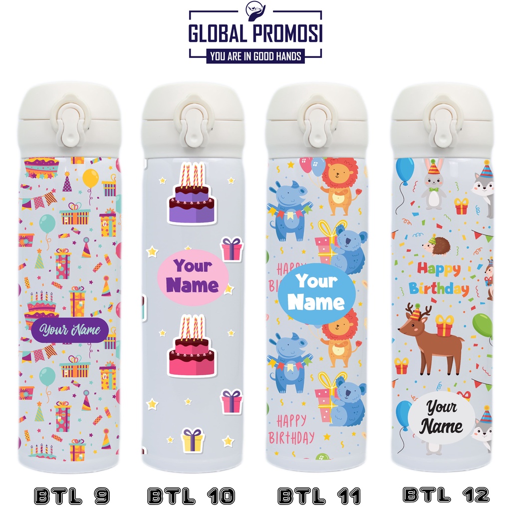 Souvenir Botol Minum Tumbler Print UV Motif Happy Birthday  Gift Personal / Corporate