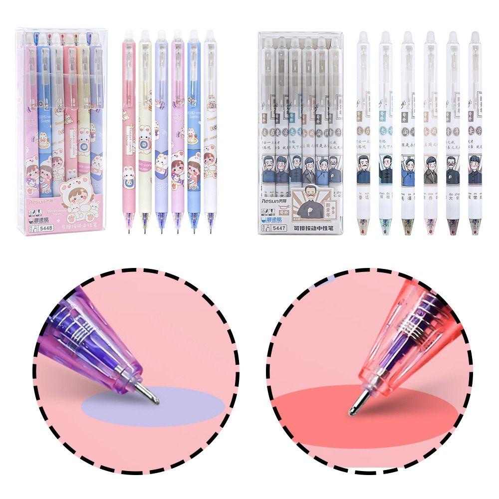 R-flower 6PCS/Set Signature Pen Set Good-looking Candy Color Drawing Graffiti Alat Menulis Pena Netral