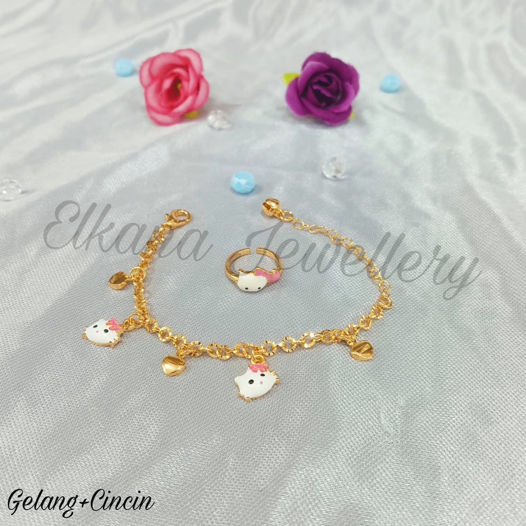 GELANG+CINCIN ANAK JURAI CAT Perhiasan super berkelas fashion korea anti karat dan anti luntur