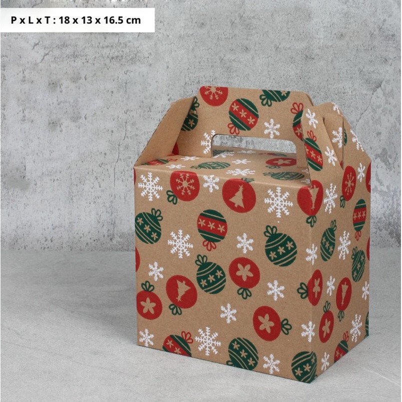

(10 Pcs) Box Jinjing Mika Thinwall 750Ml Isi 3 Christmas Kardus Tenteng Kemasan Hampers Packaging Dus Coklat Natal