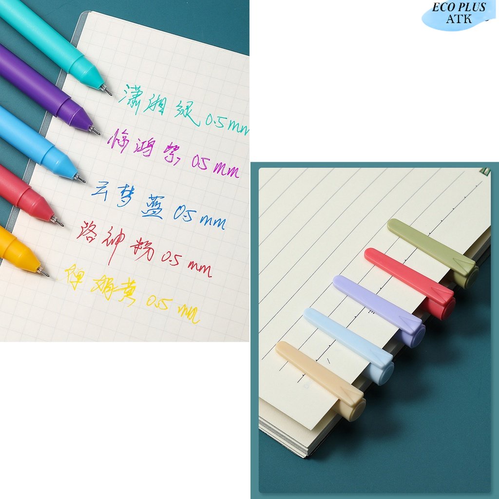 5Warna/Set Ballpoint Gel 0.5mm Colorful Pulpen Morandi Macaron Stationery ATK