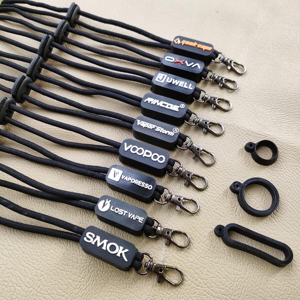 

Tali Lanyard Stopper Fullblack Gantungan Leher Karet Tebal