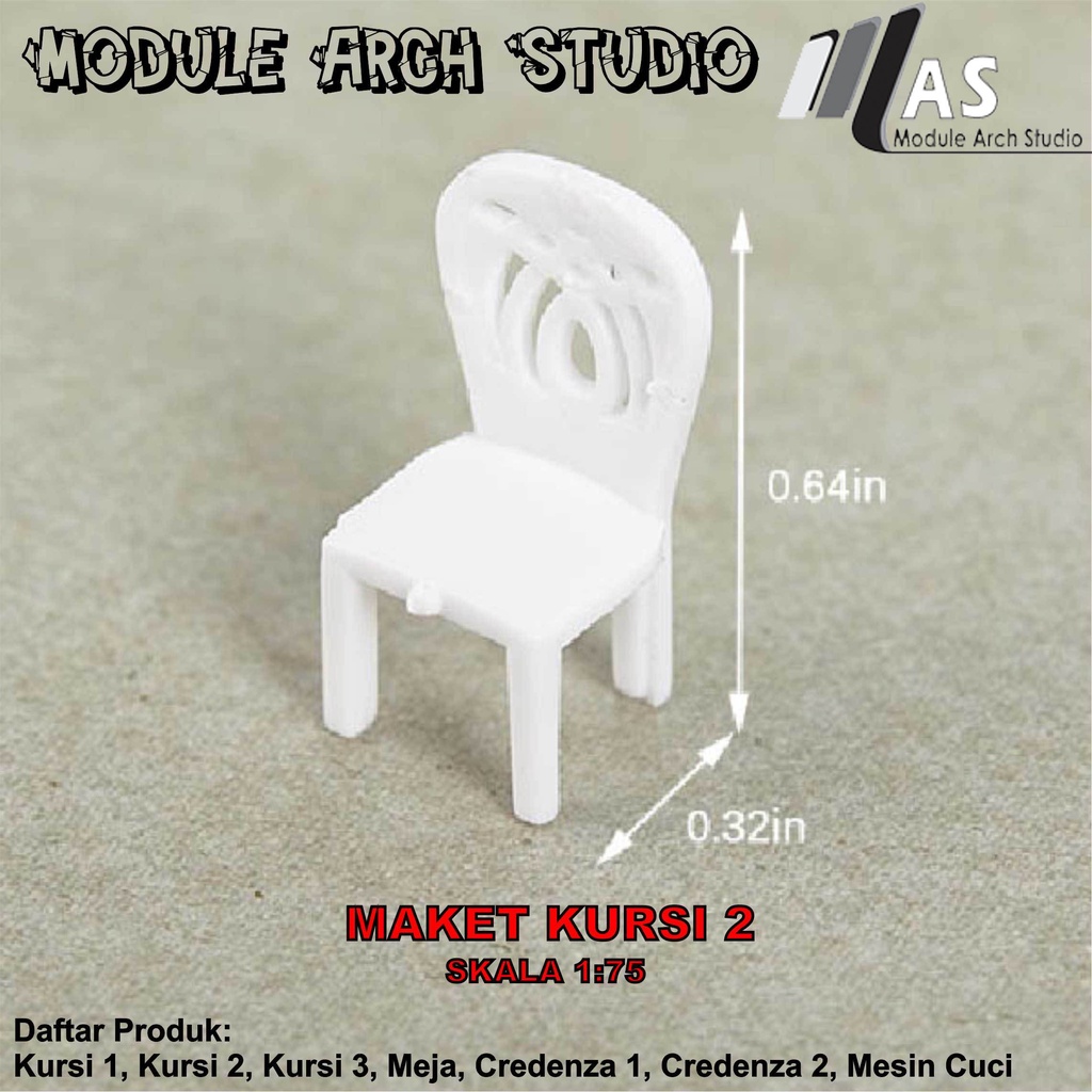 Maket Furniture Skala 75 - Maket Kursi - Maket Meja - Maket Credenza - Maket Mesin Cuci