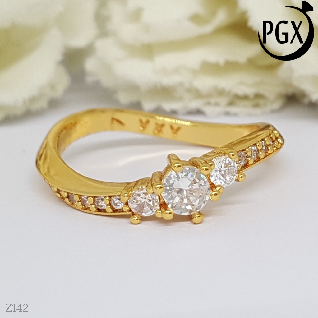 PGX Cincin Xuping Wanita Lapis Emas Aksesoris Perhiasan Fashion Premium - Z142