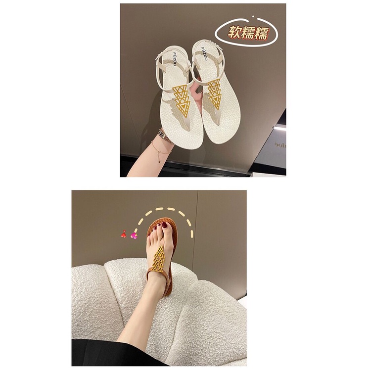 GROSIRTAS TG1606 Sandal Jepit Tali Wanita/Sandal Pantai Cantik Bohemian Segitiga/Bulat